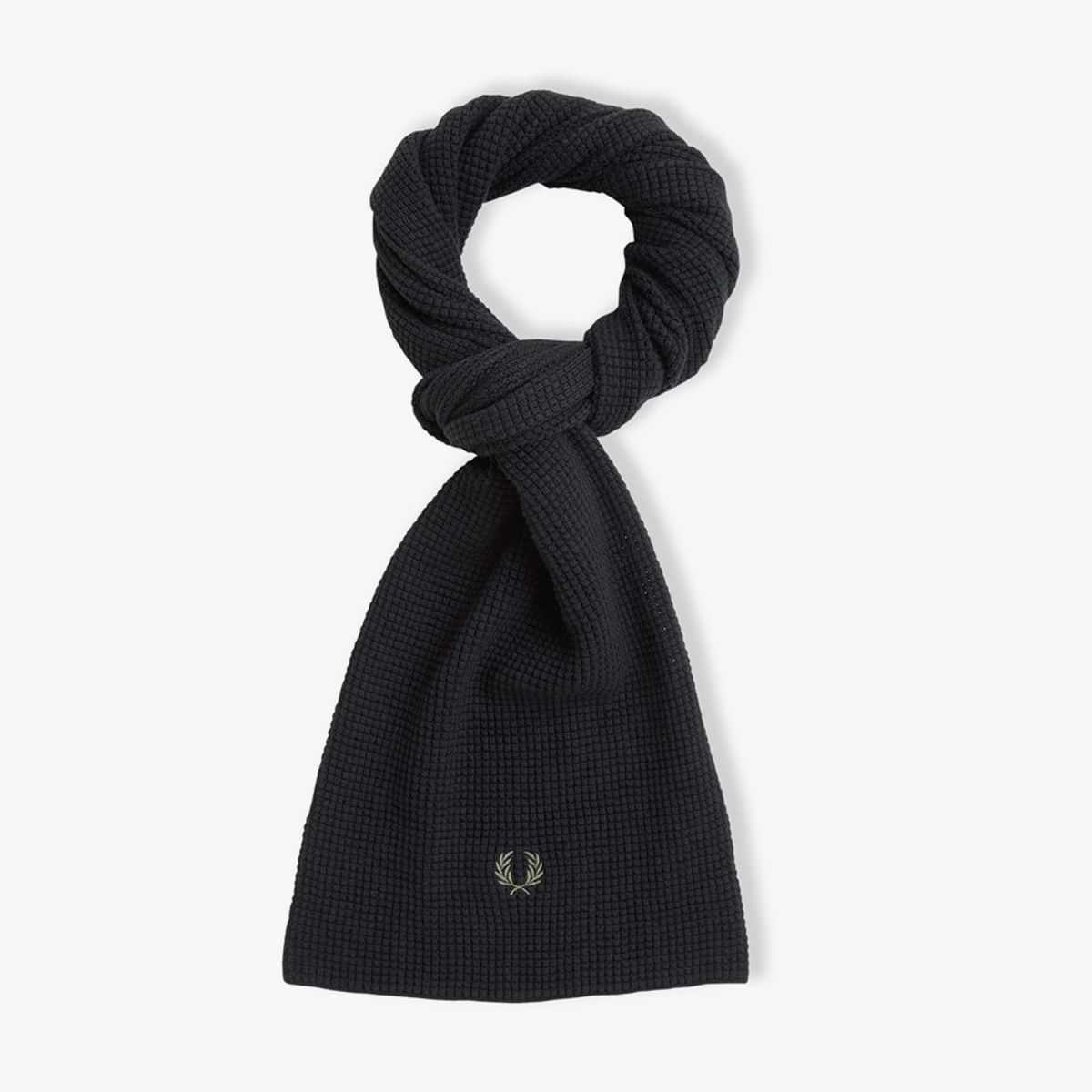 프레드페리(FRED PERRY) 와플 니트 코튼 스카프 - 블랙 CFPU2438150-102