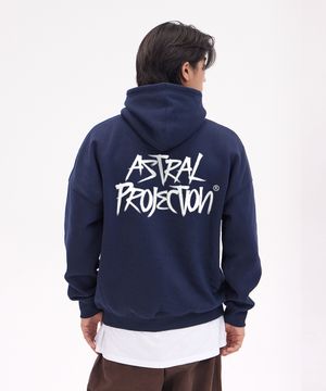 그래피티 레터링 와이드 숄더 후디[논기모]_네이비