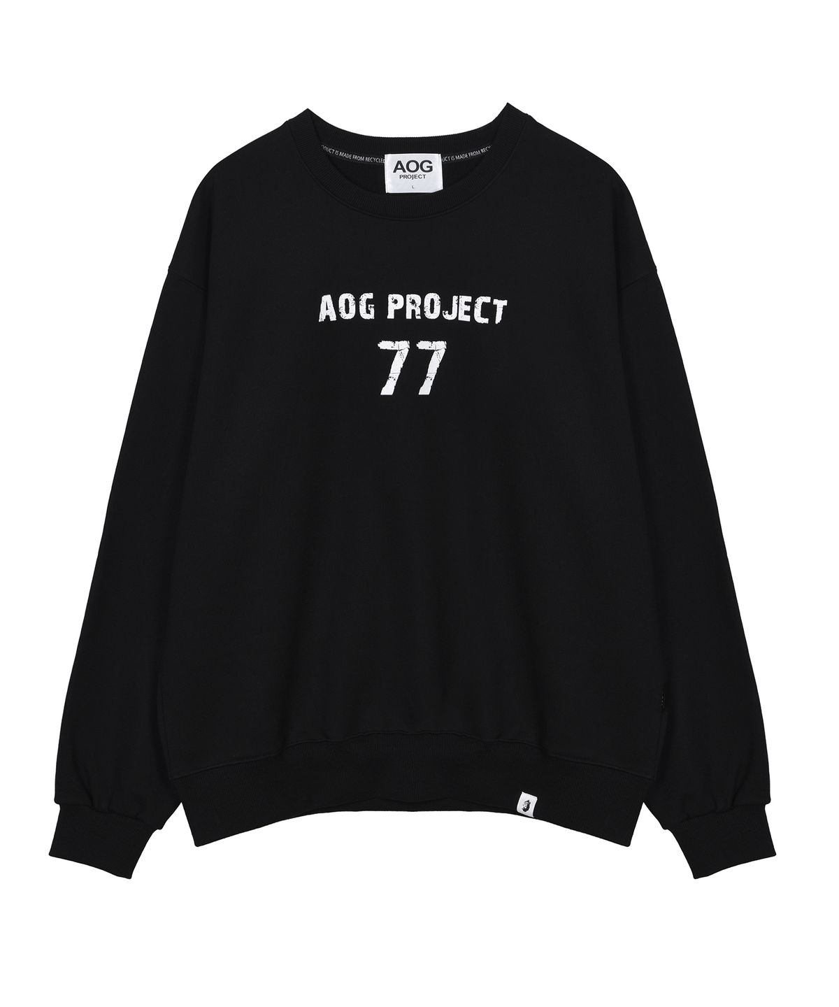에이오지프로젝트(AOG PROJECT) 빈티지 77 로고 오버핏 헤비 스웻 (블랙)