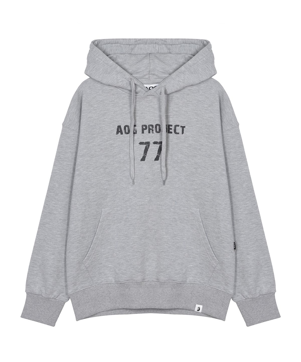 에이오지프로젝트(AOG PROJECT) 빈티지 77 로고 오버핏 헤비 후디 스웻 (M 그레이)