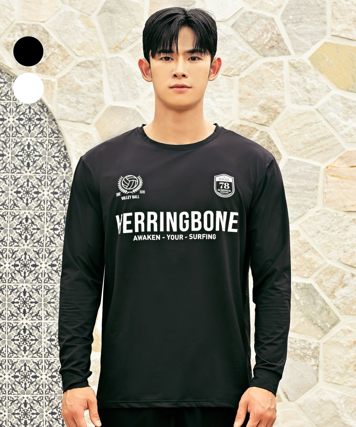 헤링본(HERRINGBONE) 블록코어 루즈핏 롱슬리브 래쉬가드 (2color) / RH362