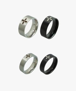 블랙 스틸 베이직 로고 반지 : RADIANT057