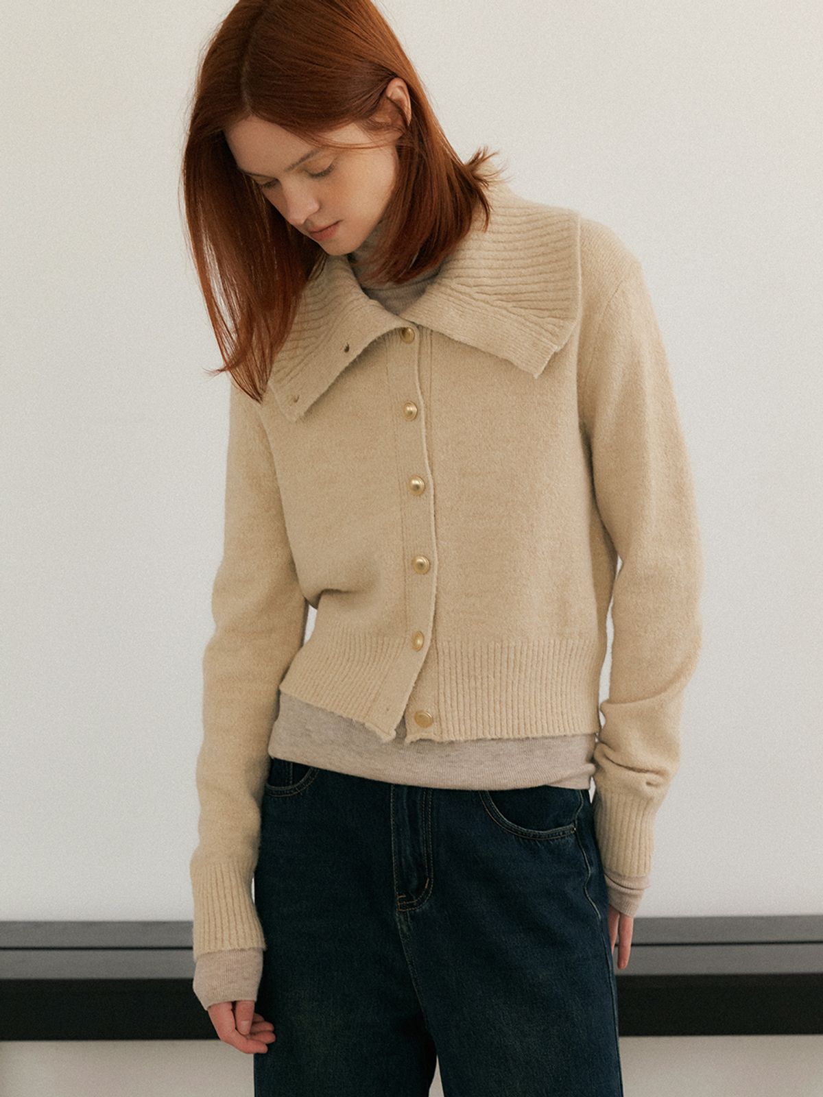 헌치(HUNCH) High-neck button cardigan (2color)