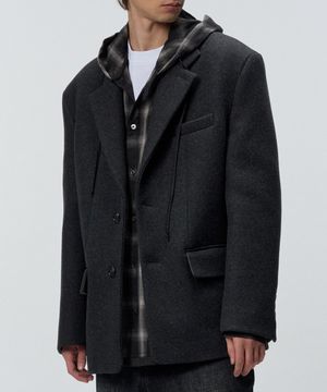 캐시미어 블렌드 헤비 울 블레이저 [그레이]