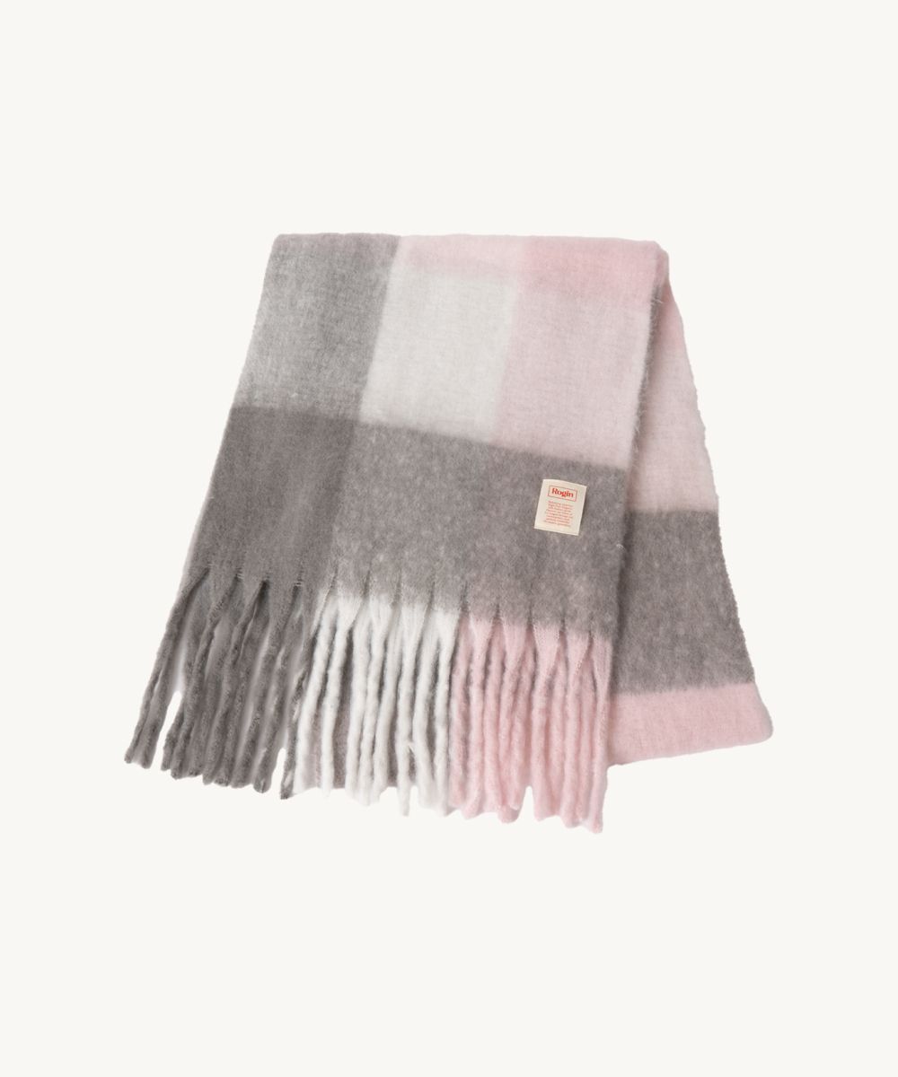 35*190cmロゴマフラー グレー/ピンク フリンジ付き フリンジ付きマフラー ピンク/グレー 35*190cm セール】チェック