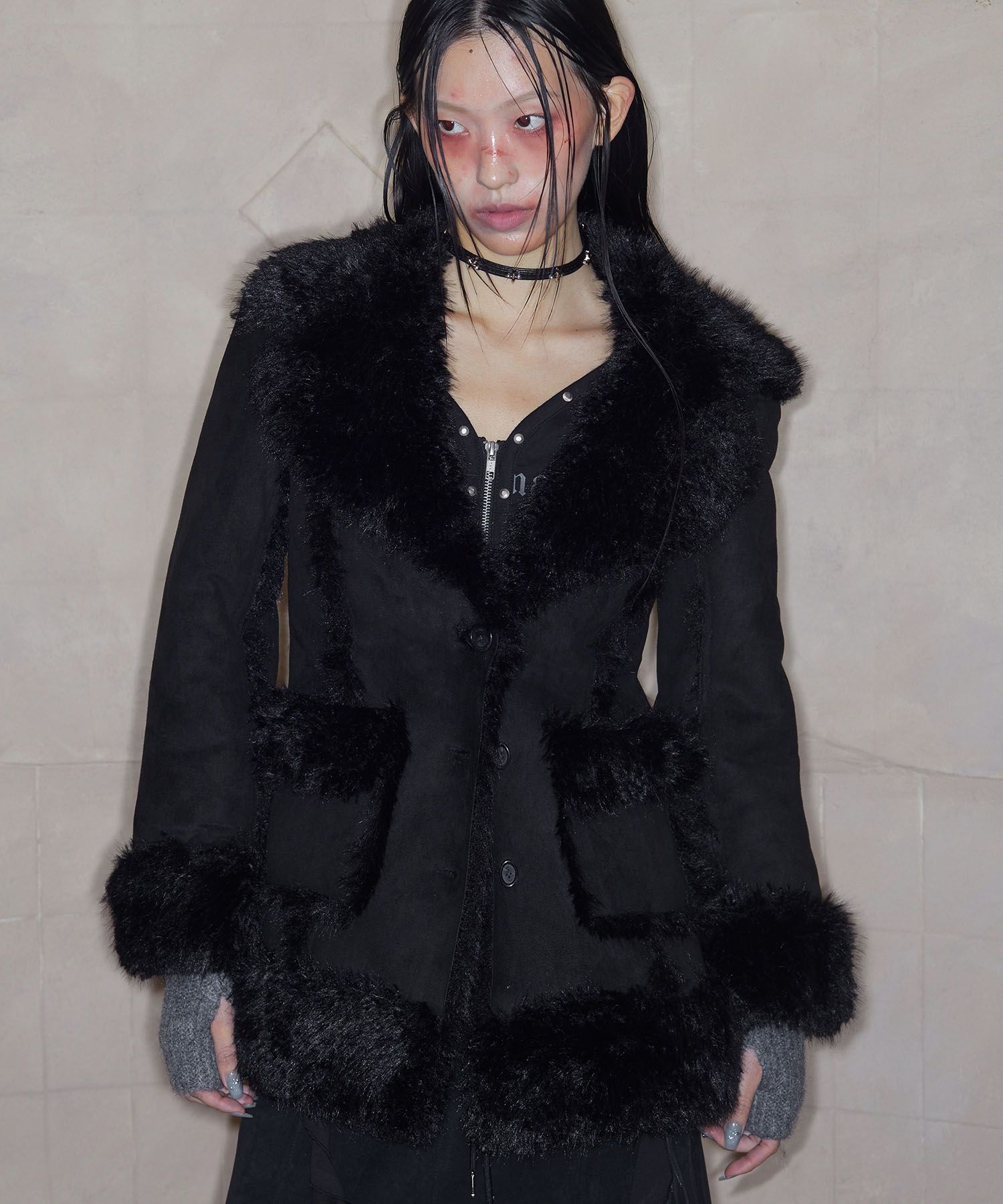 【NOT KNOWING】 Hourglass Mouton Fur Coat /追跡付 MUSINSA公式 | NOTKNOWING Hourglass Mouton Fur Coat (BLACK)