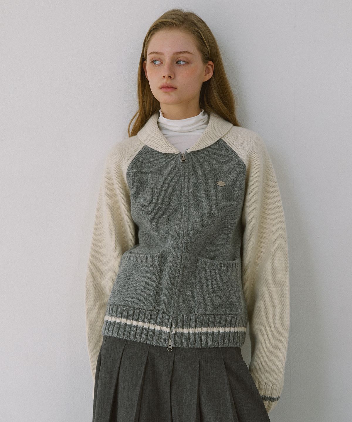 엽페(YUPPE) COWICHAN RAGLAN KNIT_GRAY