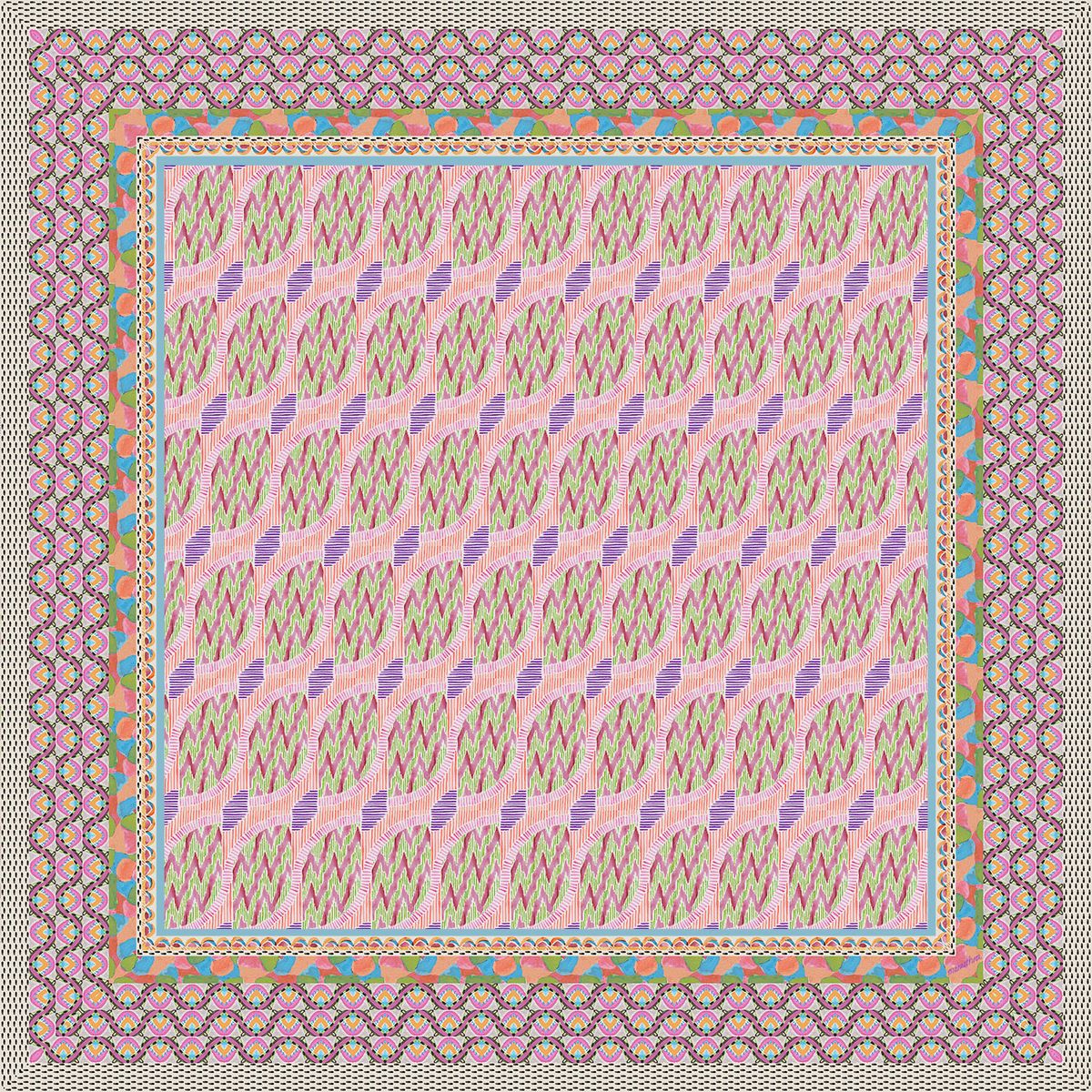 마레트라(MARAETHRA) Happy Melody Silk Square Scarf 해피 멜로디 실크 스퀘어 스카프