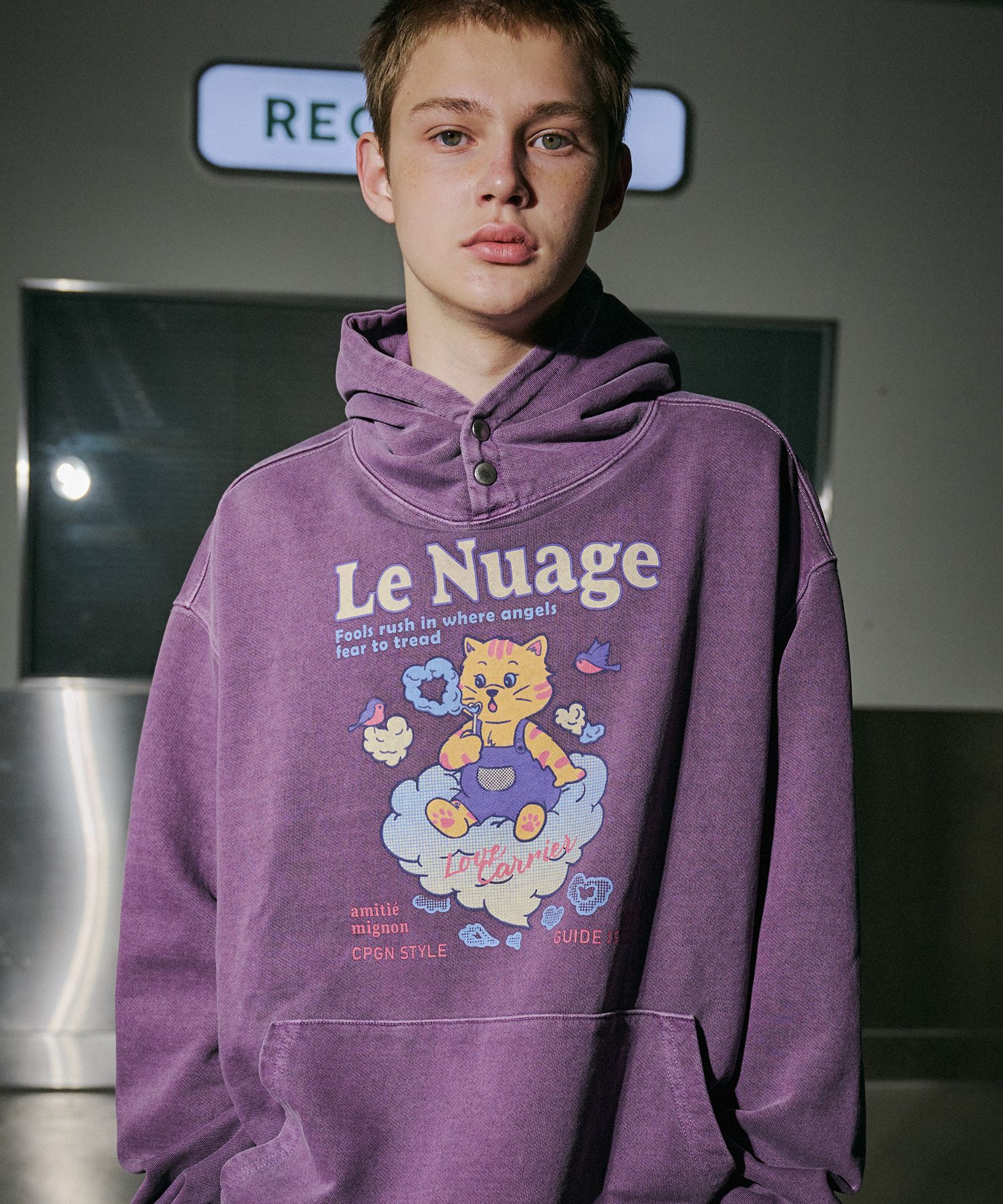 MUSINSA | CPGN STUDIO Bubble Heart Pigment Snap Hoodie Ash