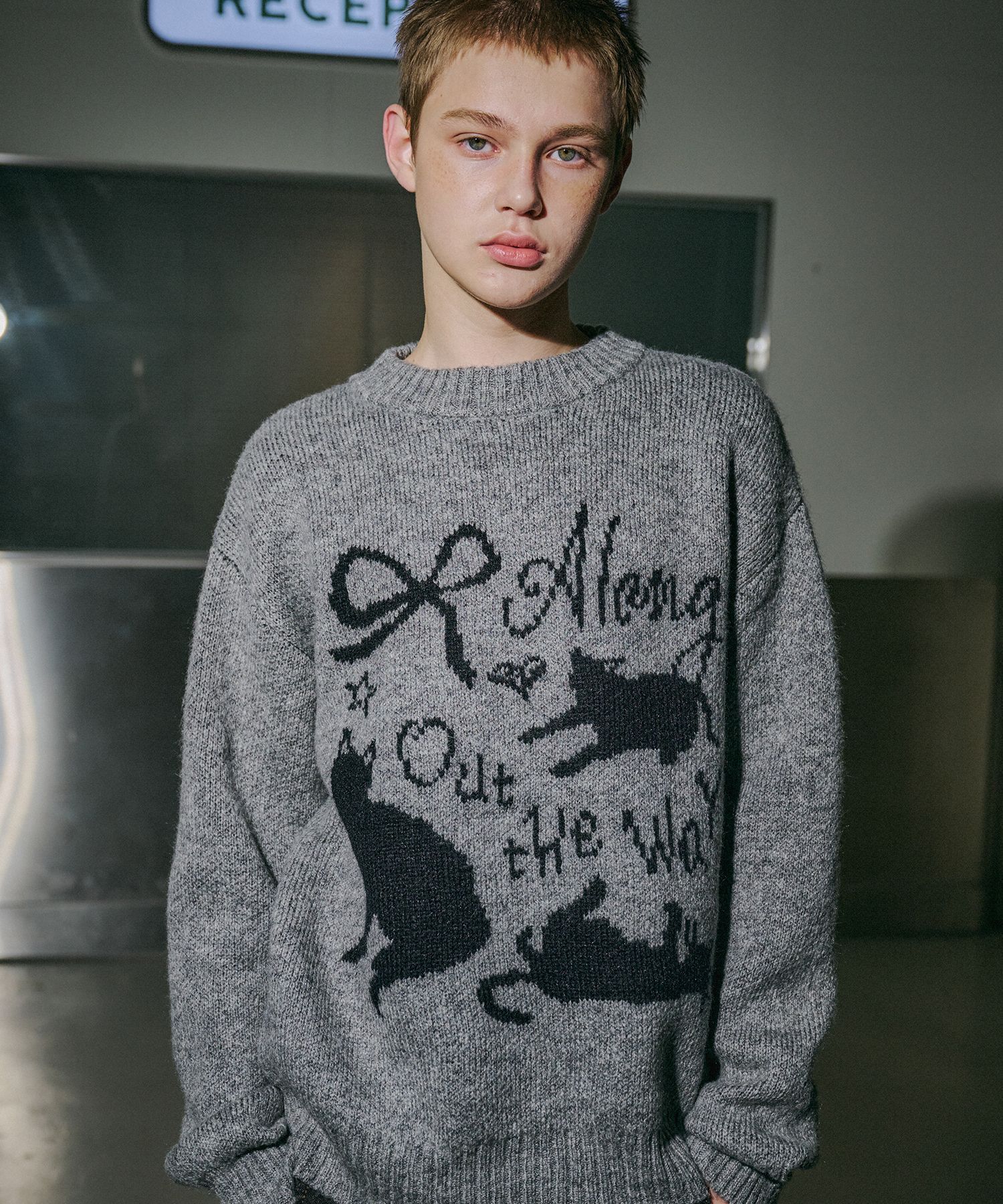MUSINSA | CPGN STUDIO Ribbon Cat Brush Knit Gray
