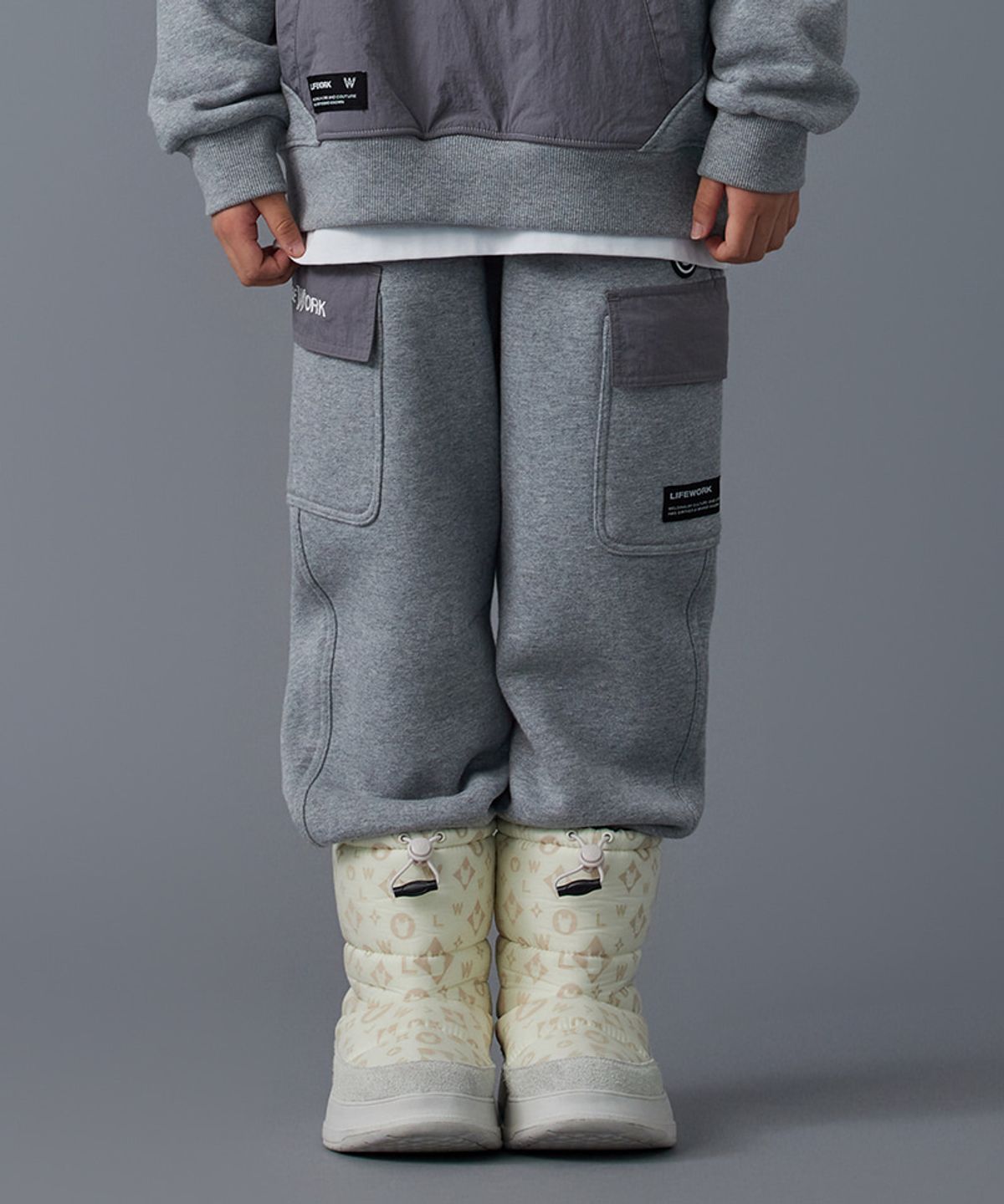 라이프워크 키즈(LIFEWORK KIDS) 키즈) 코인와펜 카고 기모 조거 팬츠