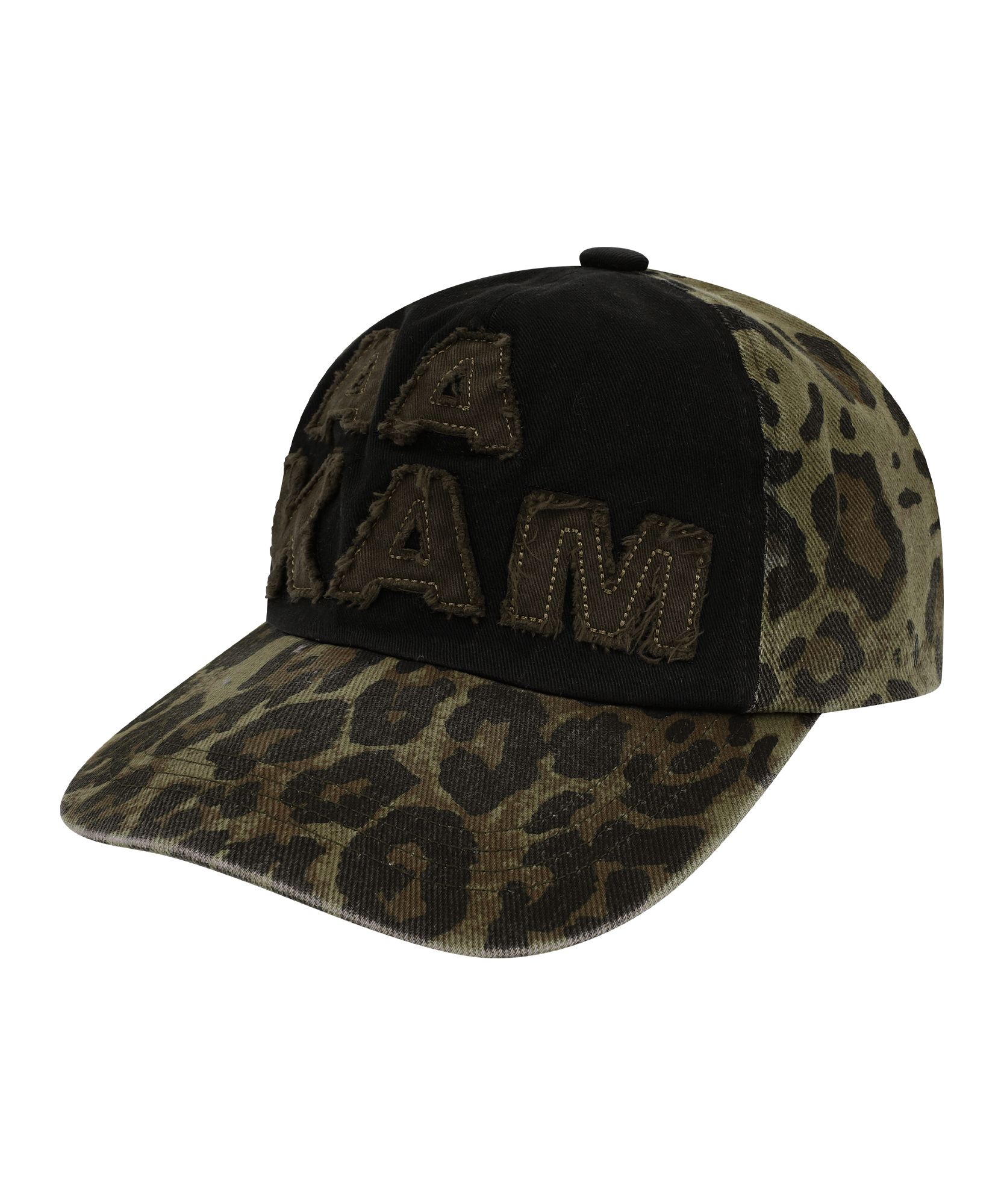 MUSINSA | AAKAM Leopard Patch Cotton Ball Cap (Khaki)