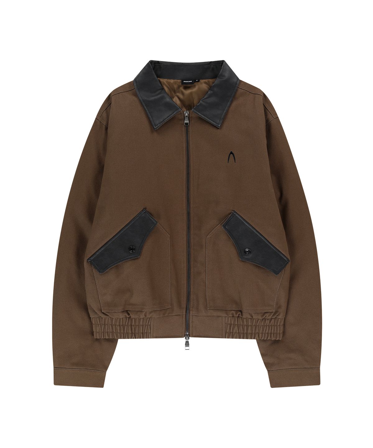 아캄(AAKAM) Contrast Leather Work Jacket (Brown)