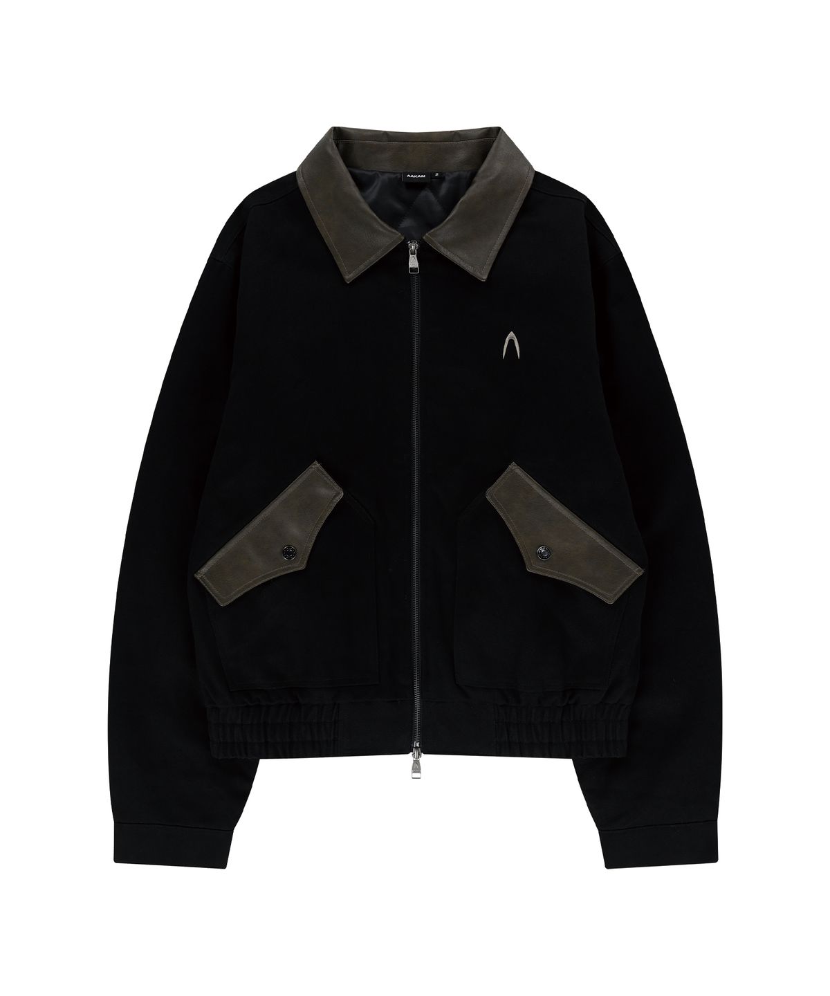 아캄(AAKAM) Contrast Leather Work Jacket (Black)