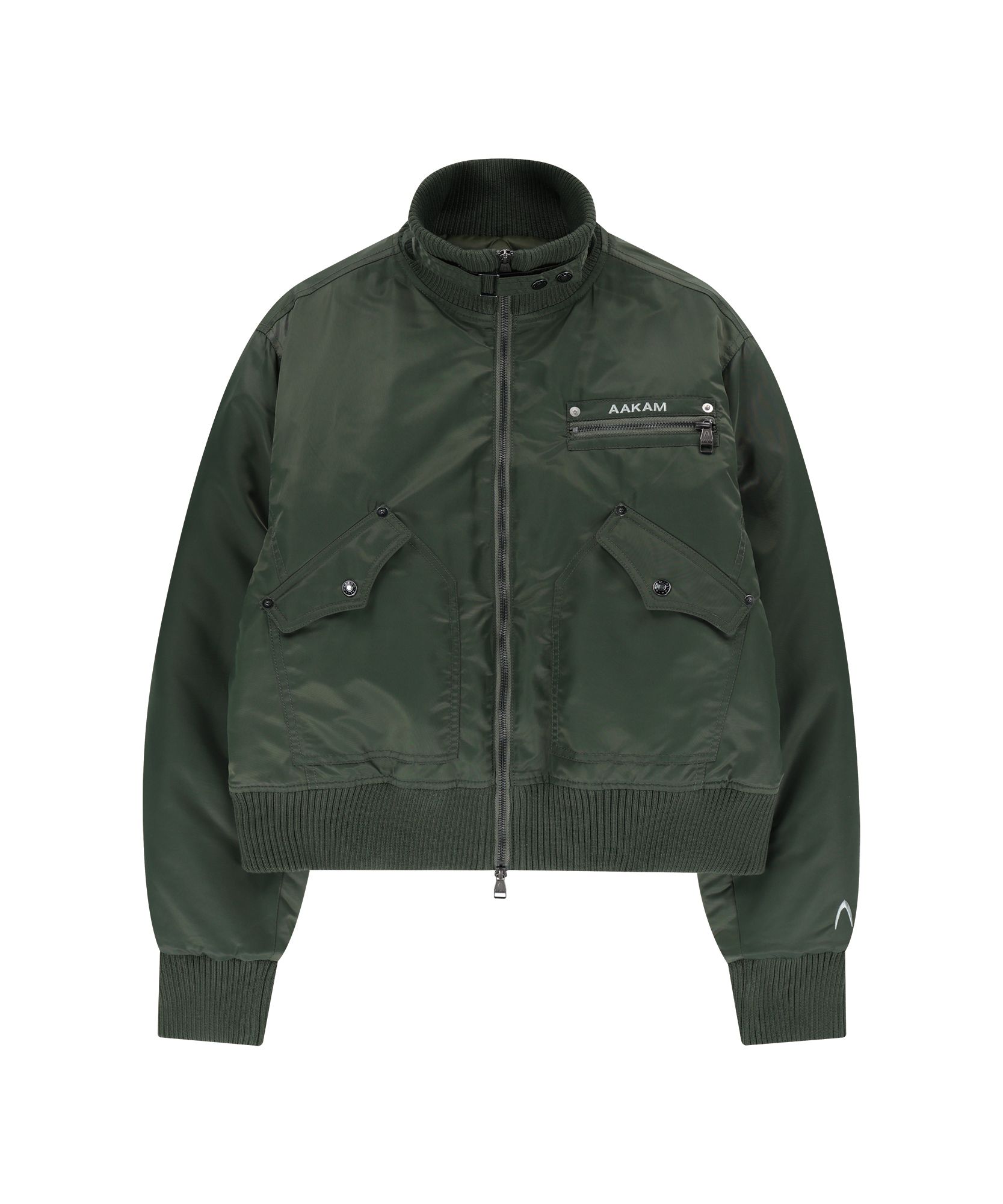 MUSINSA公式 | AAKAM High-Neck Bomber Jacket (Khaki)