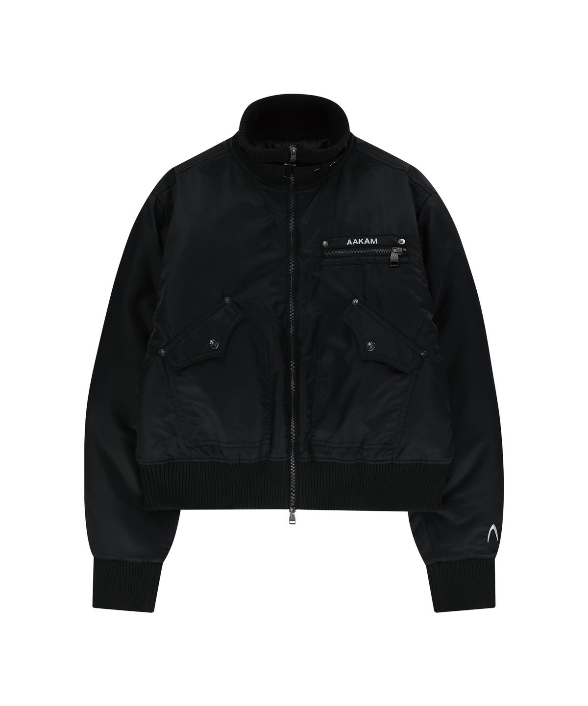 아캄(AAKAM) High-Neck Bomber Jacket (Black)