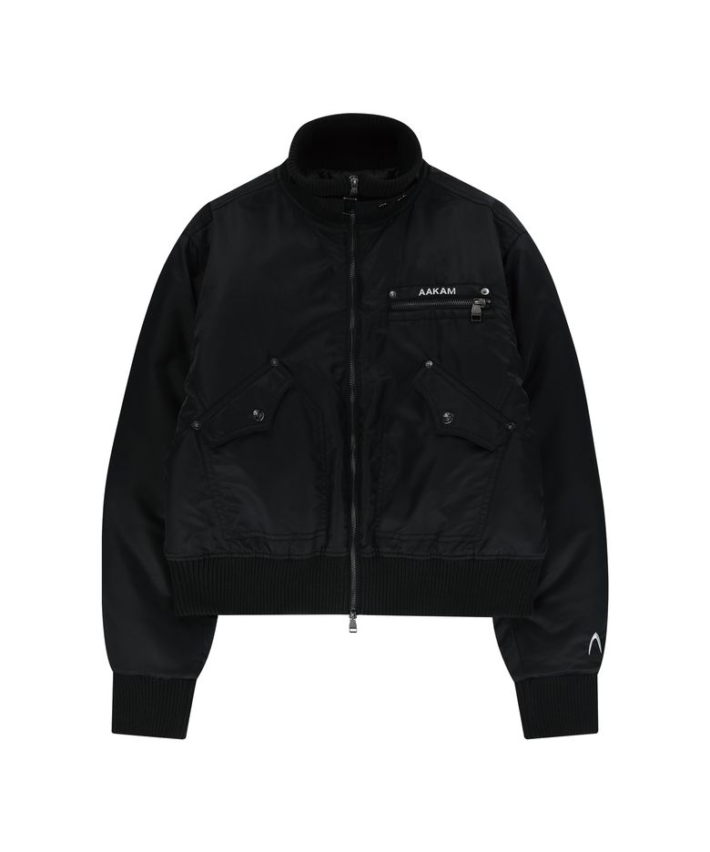 High-Neck Bomber Jacket (Black)