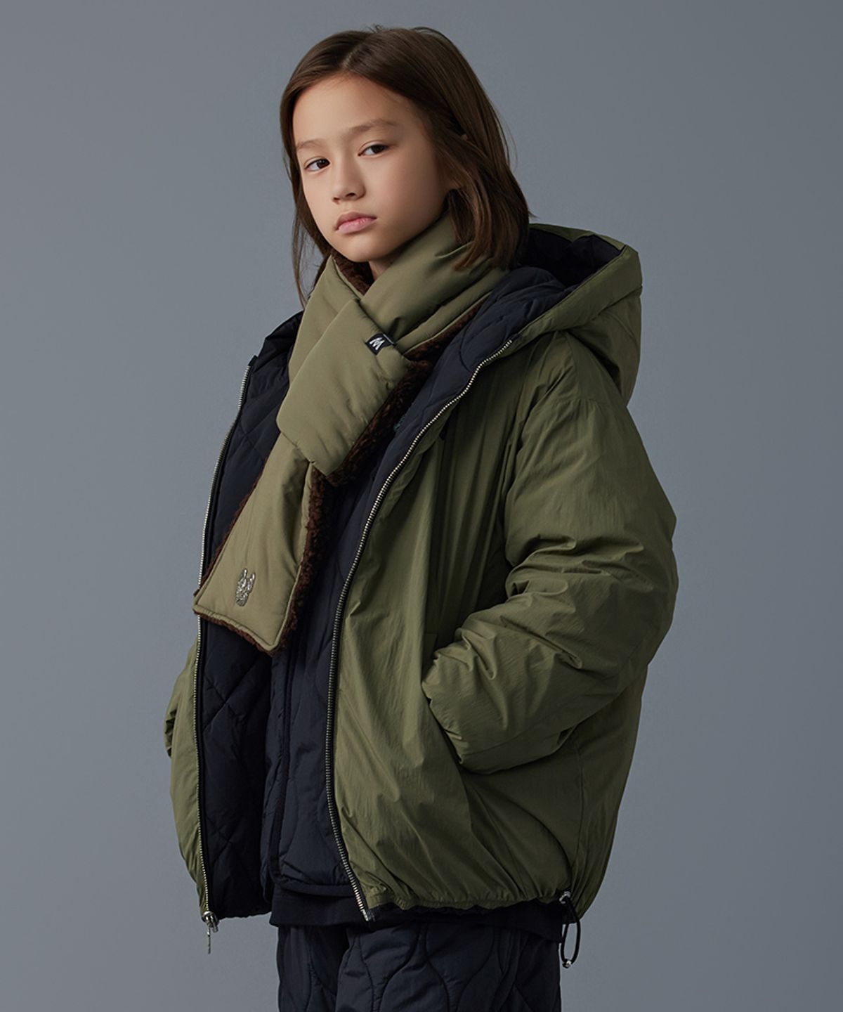 라이프워크 키즈(LIFEWORK KIDS) 키즈) 다이아 퀼팅 리버시블 후드 다운 점퍼