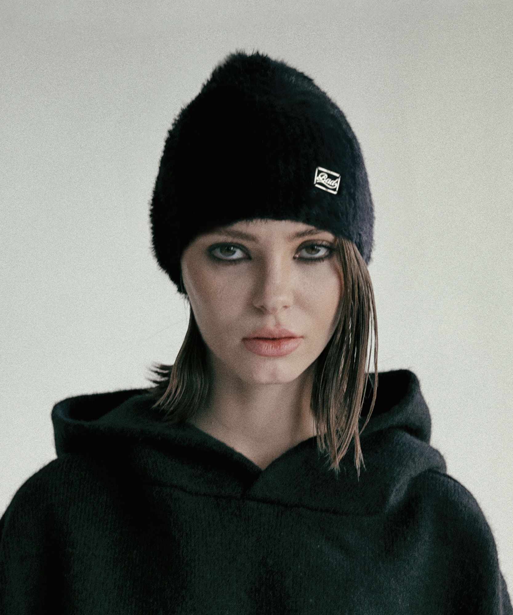 BADBLOOD★韓国大人気 BS Mohair Beanie - BLACK/CREAM MUSINSA公式 | BADBLOOD BS Mohair Beanie - Black