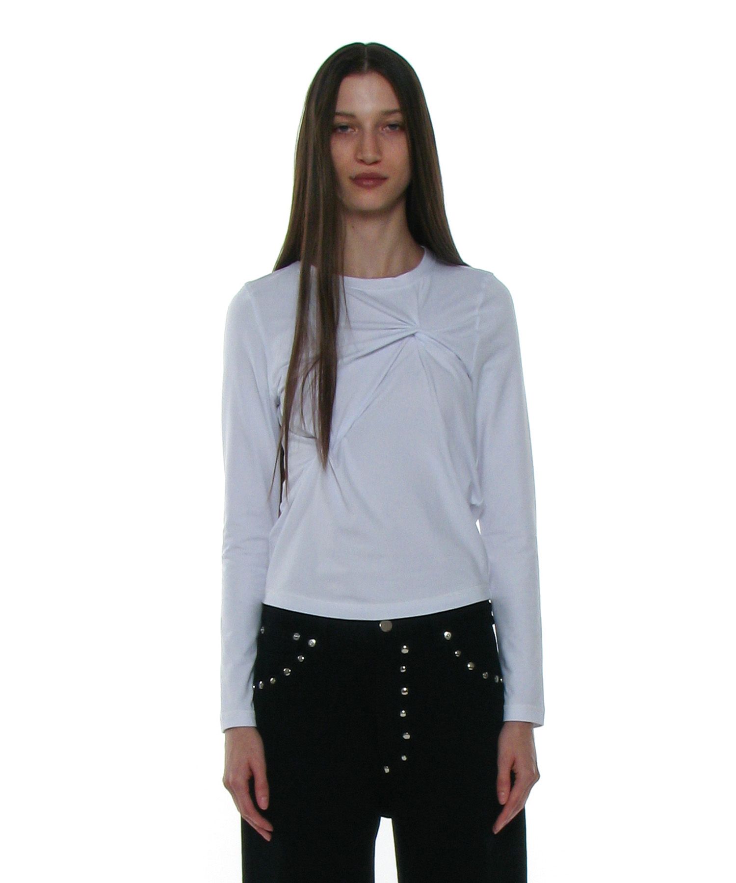 【PARTIMENTO】★ KNOTTED LONG SLEEVE TEE ★4 COLOR MUSINSA | PARTIMENTO WOMEN Knotted Long Sleeve Tee_White