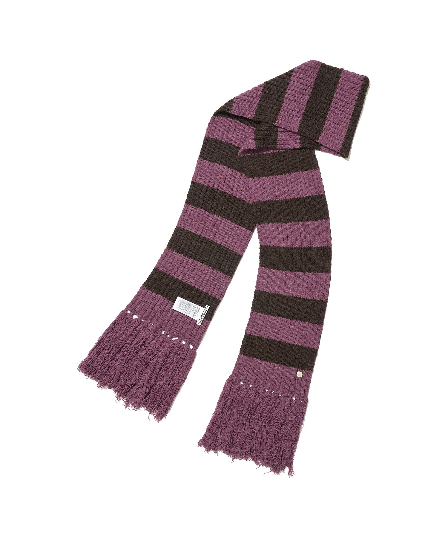 ◇PARTIMENTO◇ RIBBED STRIPE KNIT MUFFLER_PLUM MUSINSA | PARTIMENTO WOMEN Ribbed Stripe Knit Muffler_Plum