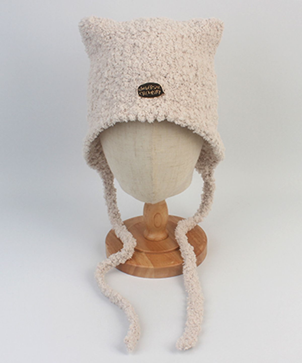 유니버셜 케미스트리(UNIVERSAL CHEMISTRY) Cat Fleece Beige Bonnet Hat 고양이모자