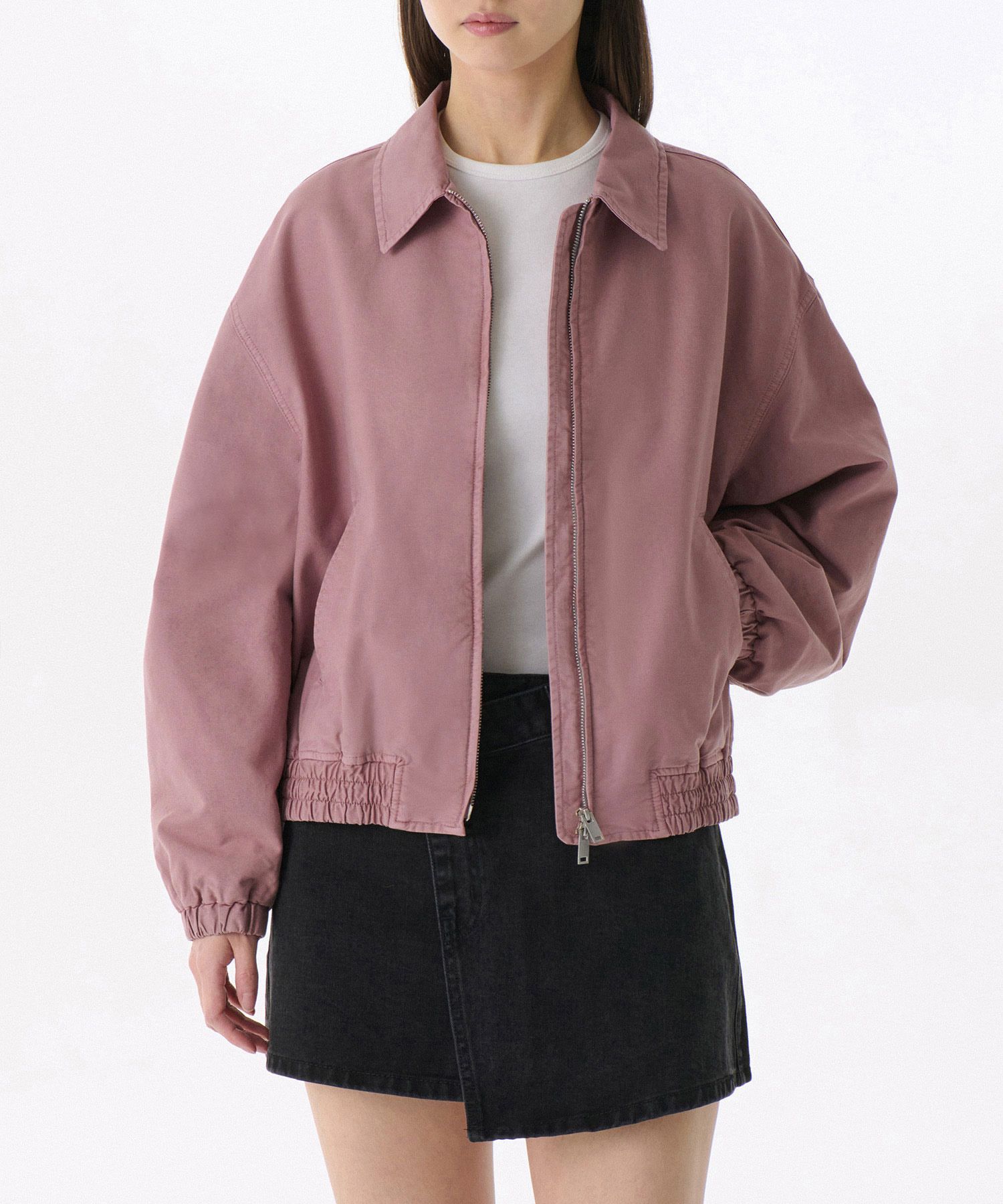 Women's Pigment Oxford Blouson Jacket [Pink]