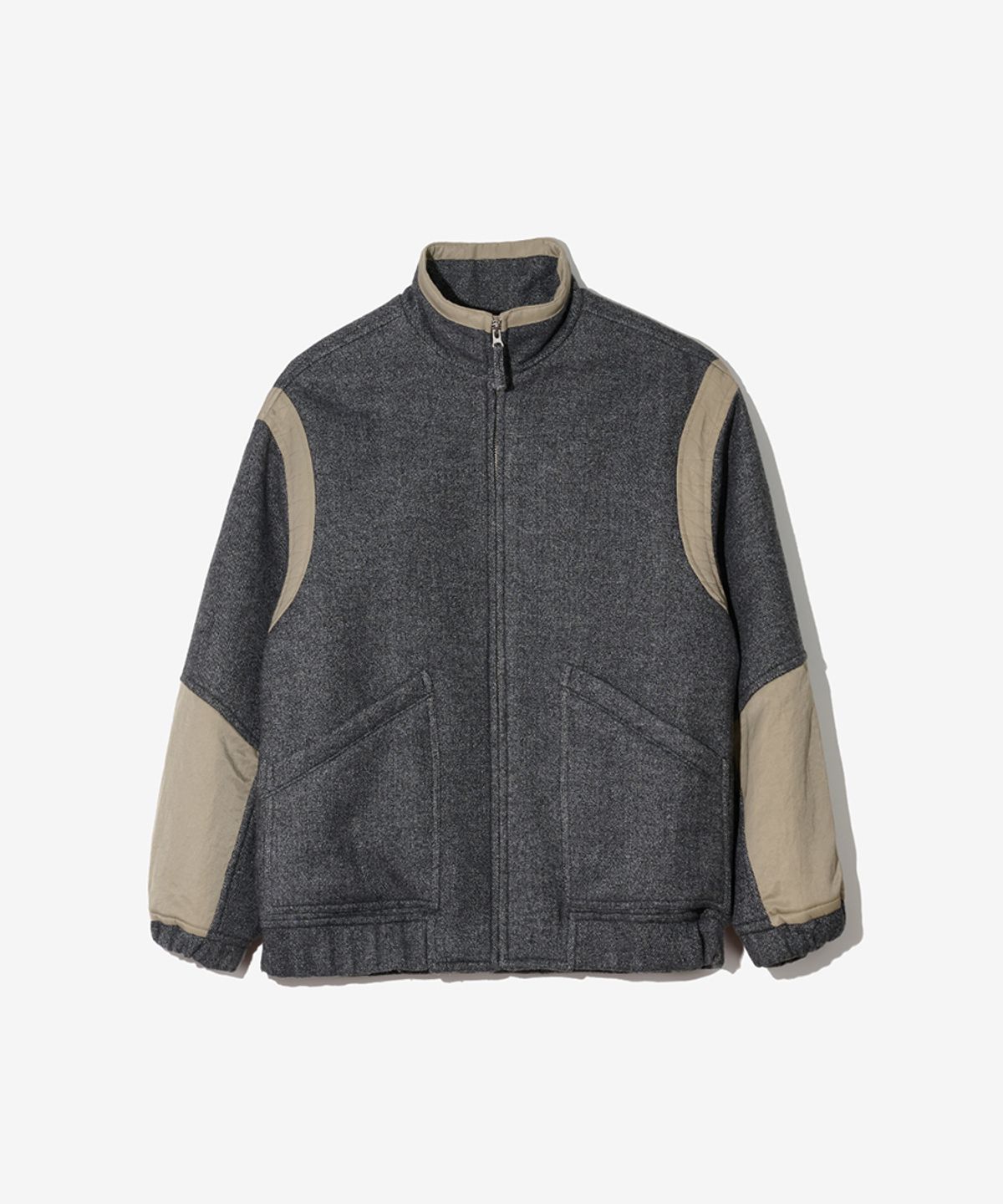 논타입(NONTYPE) MULTI PATCH WOOL HARRINGTON JUMPER (GREY)