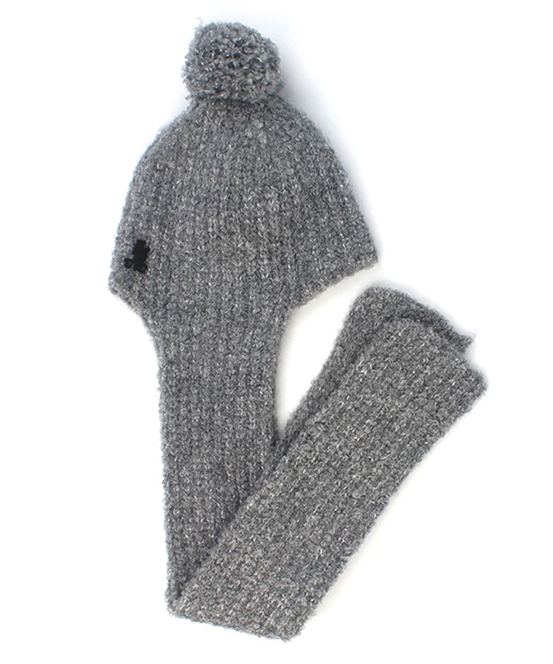 Wool Gray Ball Hood Muffler Hat 머플러모자