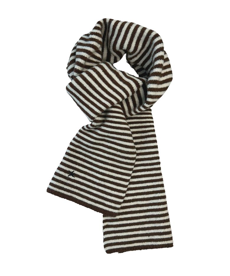 TCM mini logo stripe muffler (brown/cream)