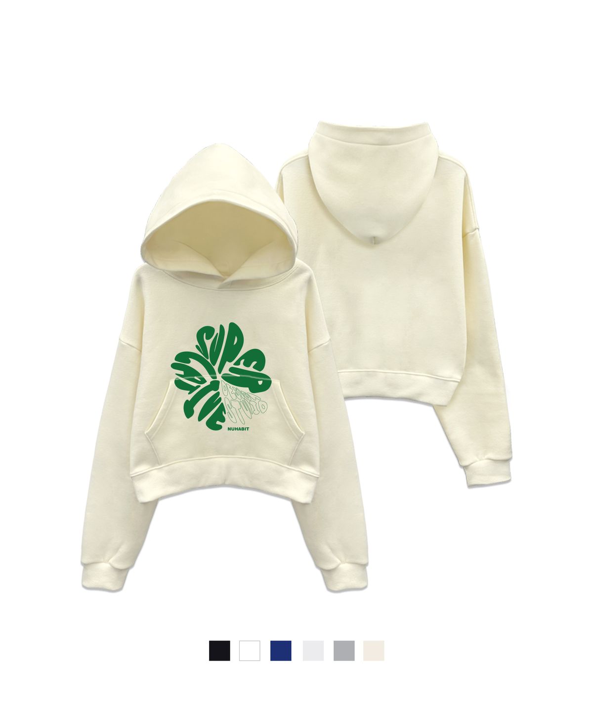 뉴해빗(NUHABIT) N/H BOLD CLOVER 크롭 기모 후드 (SCH4-4NH0106)