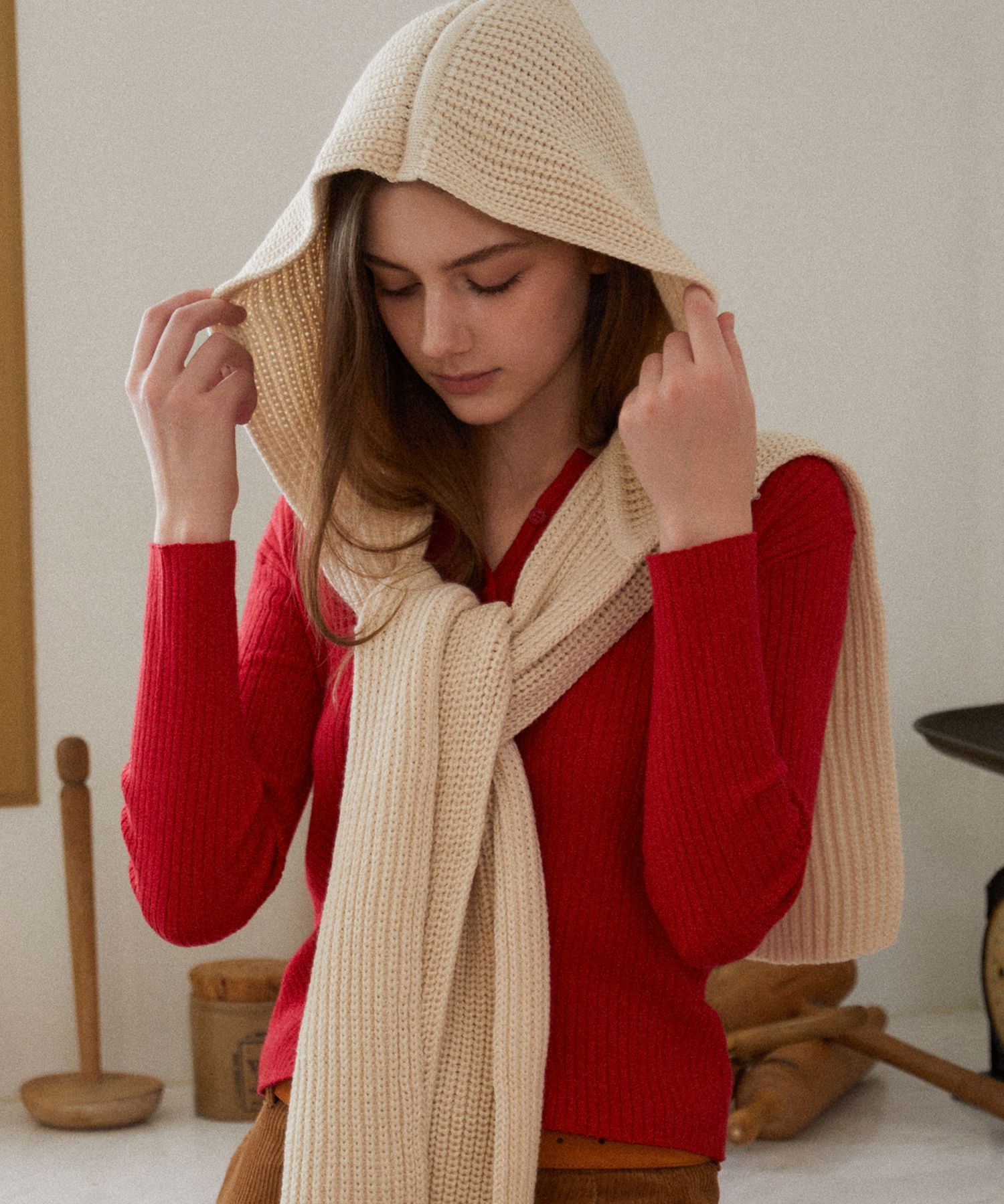 ●TATIANA● Knit Hoodie Shawl Muffler MF8116 Stripe 50066093 MUSINSA | TATIANA Knit Hoodie Shawl Muffler MF8116 3 Colors