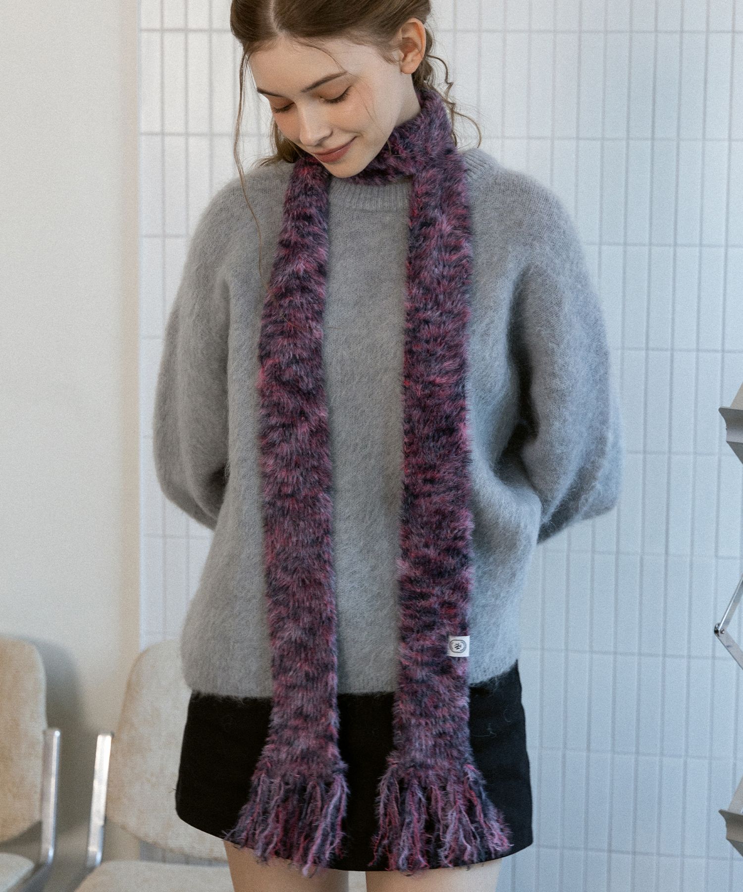 マフラー・ストール TATIANA Sugar Pop Stripe Slim Fur Muffler MF8121 4 Colors MUSINSA | TATIANA Sugar Pop Stripe Slim Fur Muffler MF8121 4