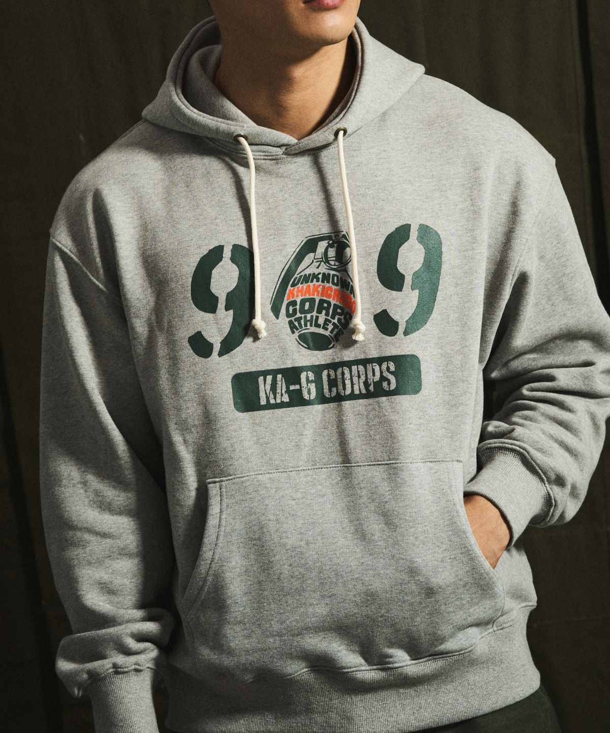 카키그라도(KHAKI GRADO) 밀리터리 909 수류탄 후디 (Melange Gray)