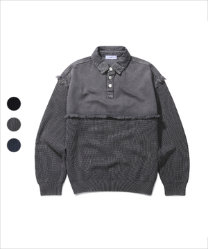 [지바노프 X 르뎁트]가먼트 데님 카라 니트 [3컬러]