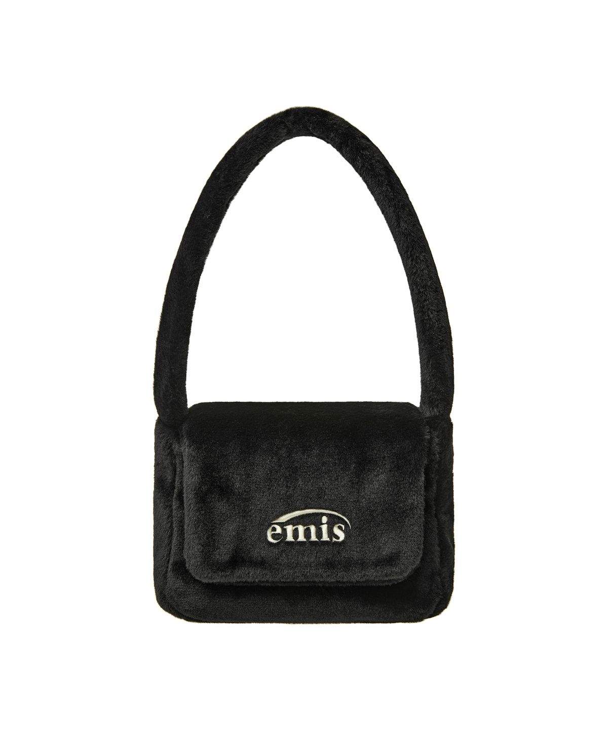 이미스(EMIS) FUR SQUARE FLAP BAG-BLACK