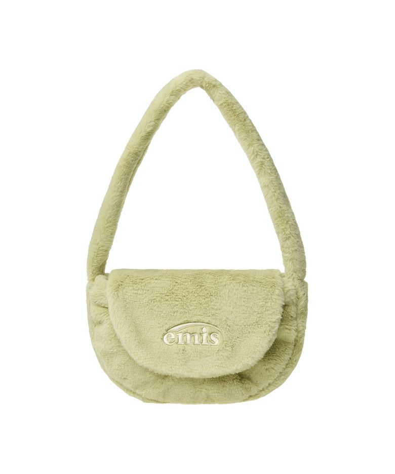 FUR HALF MOON FLAP BAG-GREEN