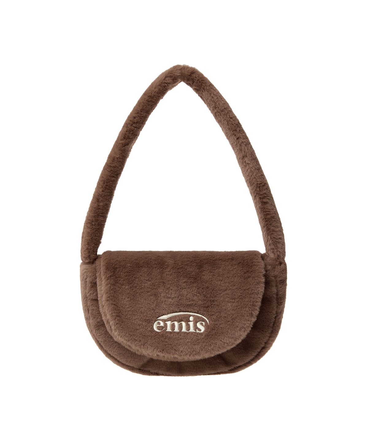 이미스(EMIS) FUR HALF MOON FLAP BAG-BROWN