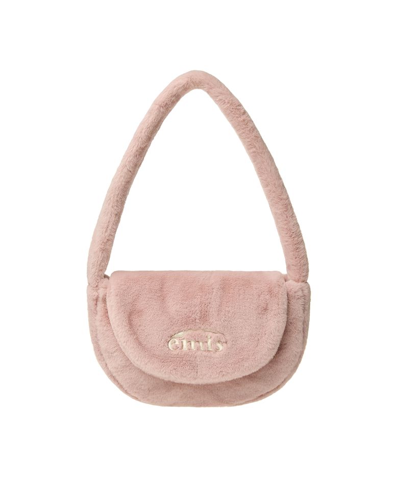 FUR HALF MOON FLAP BAG-PINK