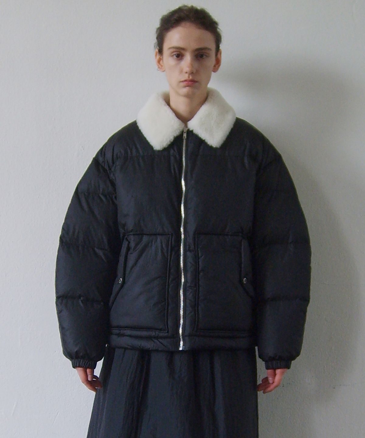 엔오르(EN OR) SHEARING COLLAR PADDING JACKET - BLACK