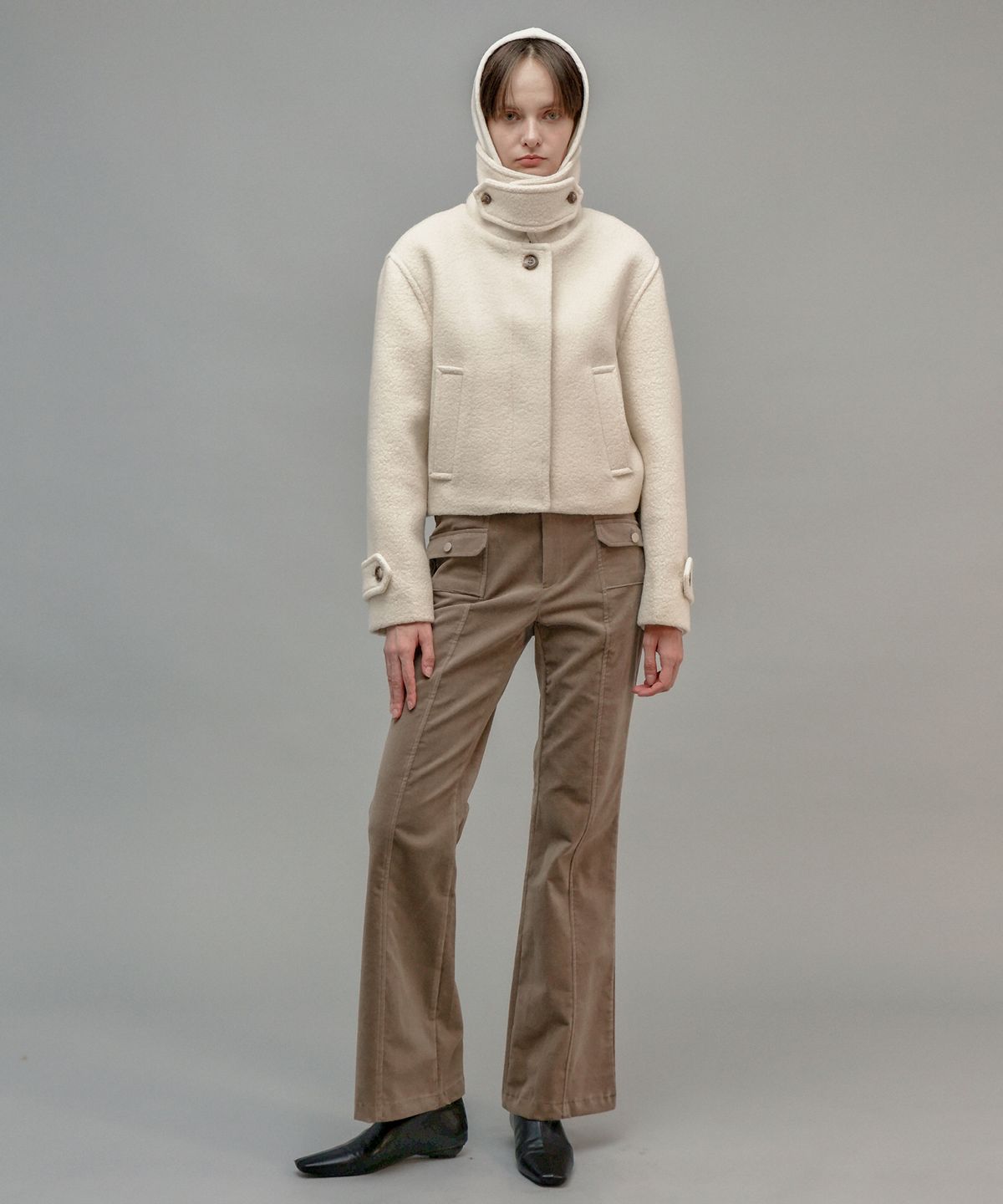 프롬웨얼(FROMWHERE) Corduroy Boots-Cut Pants Brown