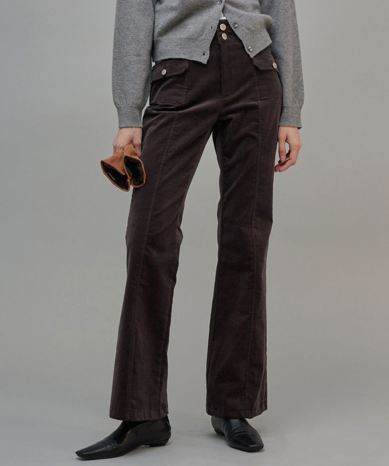 Corduroy Boots-Cut Pants D/Gray