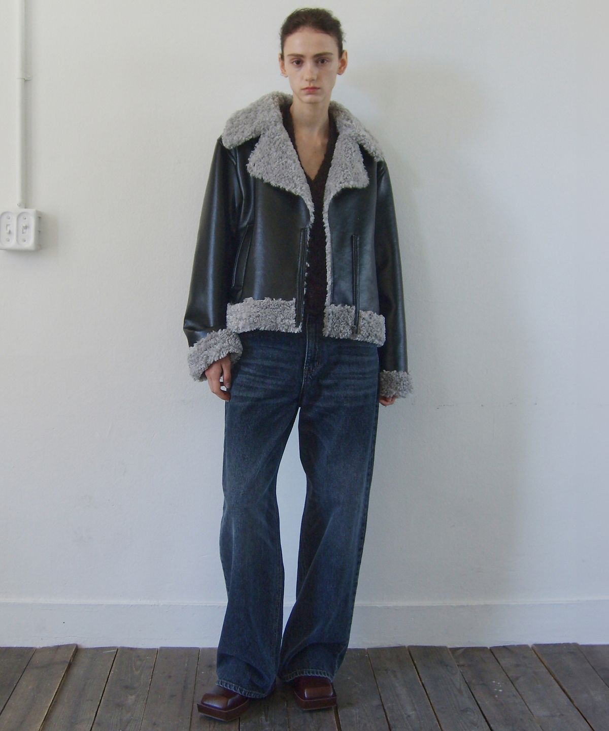 엔오르(EN OR) TAILORED SHEARING JACKET - BLACK