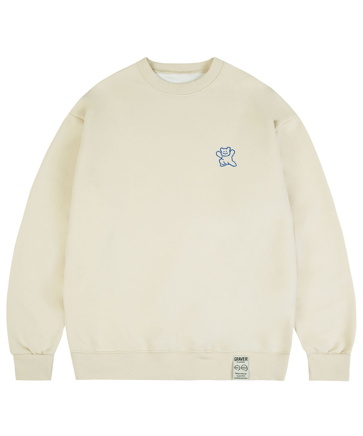 그레이버(GRAVER) [UNISEX]스몰 라인 베어스마일 맨투맨_크림