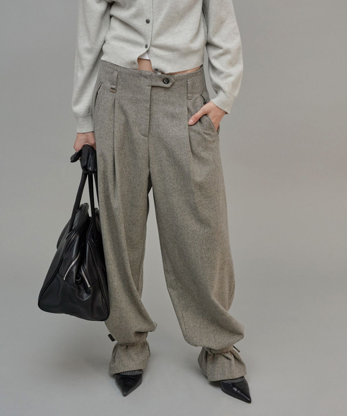 프롬웨얼(FROMWHERE) Wool Two-Way Wide Pants Gray