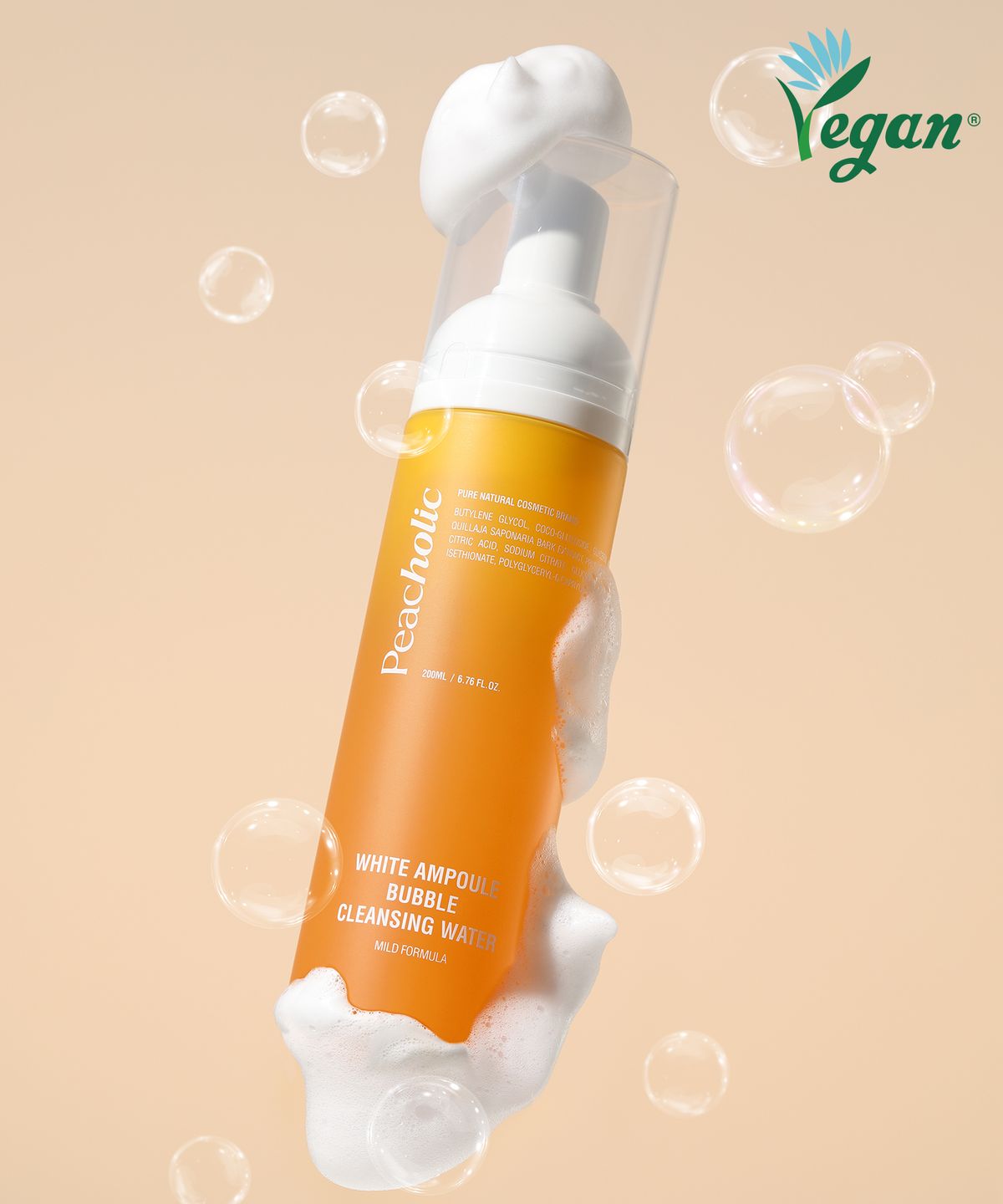 피치홀릭(PEACHOLIC) 화이트 앰플 버블 클렌징 워터 200ml