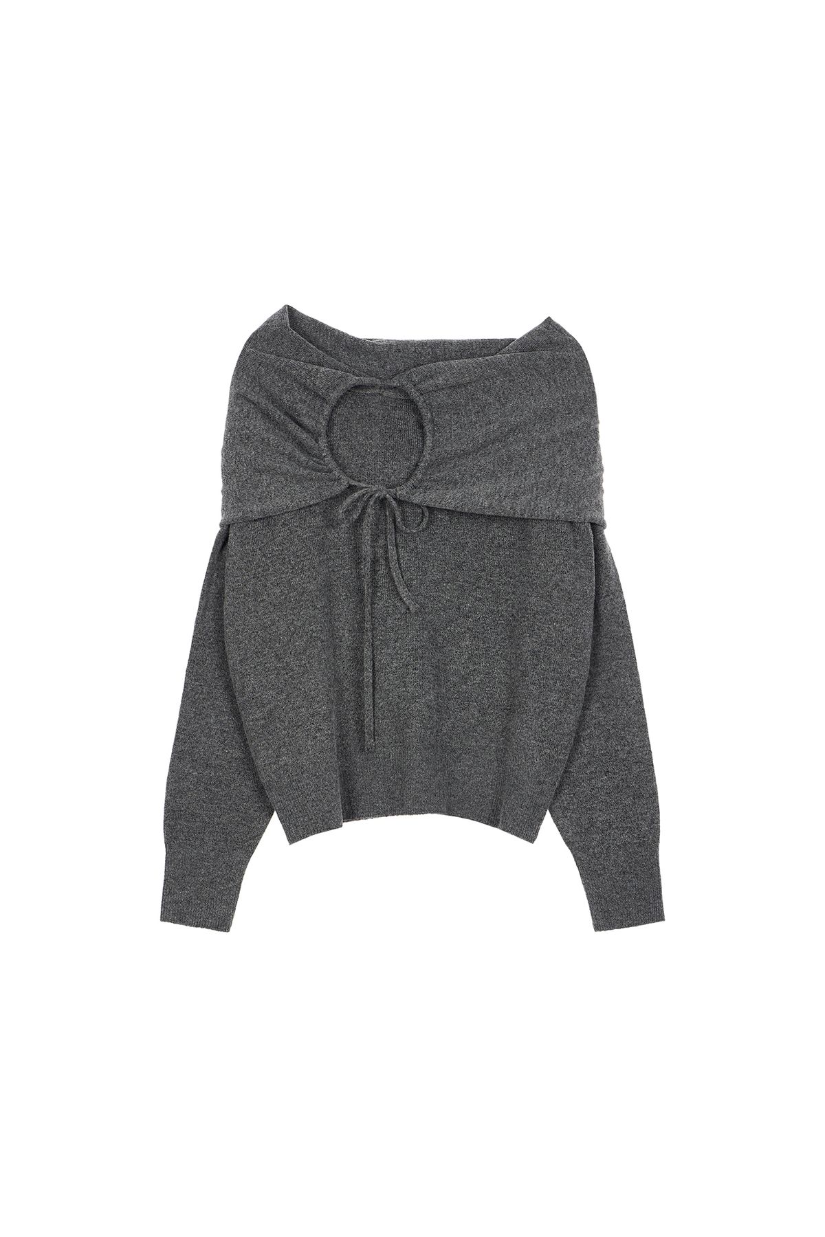 다이닛(DEINET) HUG ME STRING OFF SHOULDER KNIT IN CHARCOAL