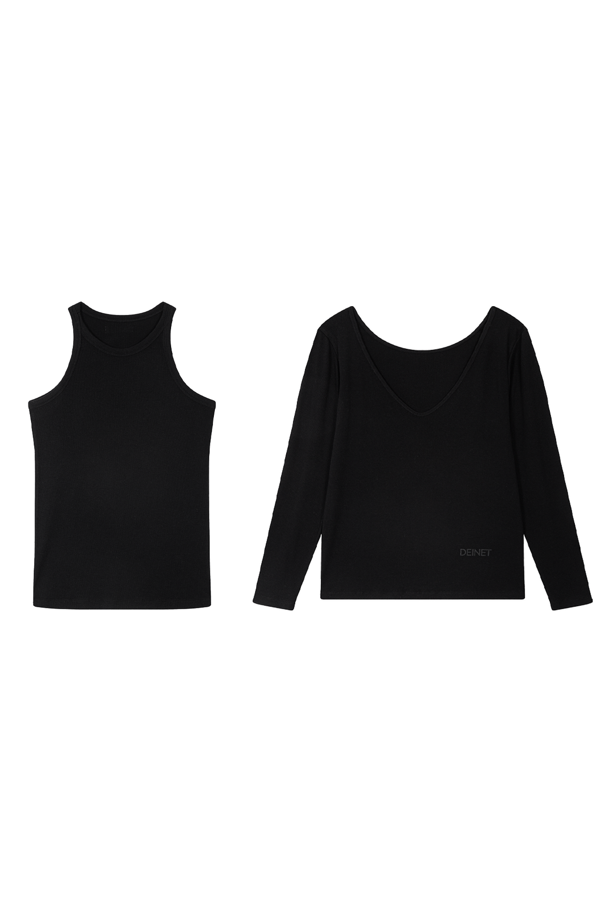 다이닛(DEINET) LAYERED FORMAL T-SHIRT SET IN BLACK
