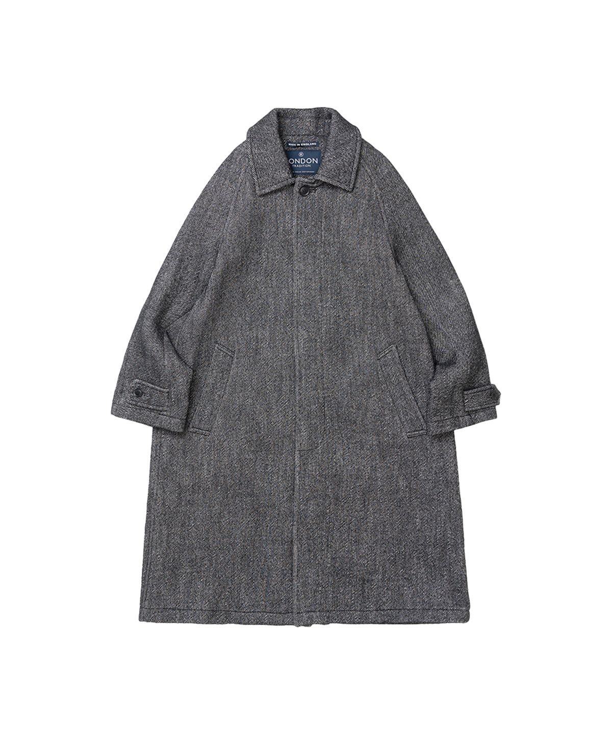 런던트레디션(LONDONTRADITION) Twill Inverted Pleats Wool Coat - Charcoal 2371