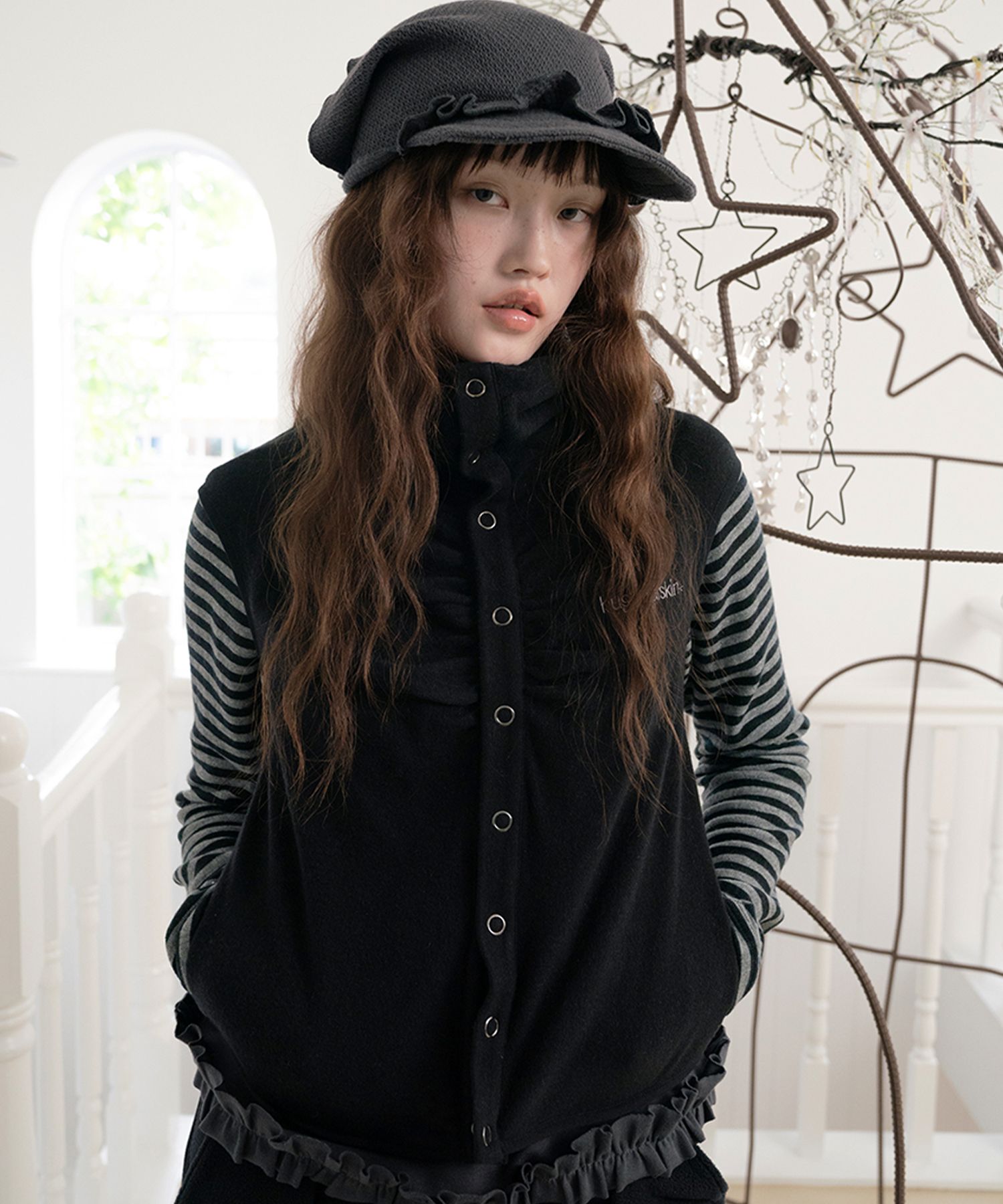 【hug your skin】 Fleece turtle neck vest /追跡付 MUSINSA公式 | HUG YOUR SKIN Fleece Turtleneck Vest (Black)